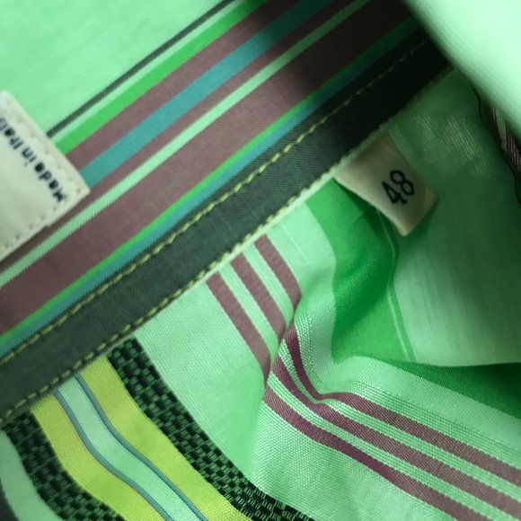 Etro Milano green purple stripes 100% cotton button up shirt i48 - Picture 8 of 9